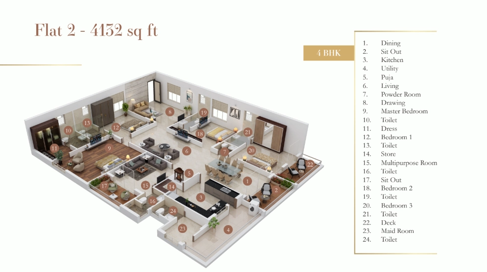 One East 3BHK 4BHK floor plan East Point Colony