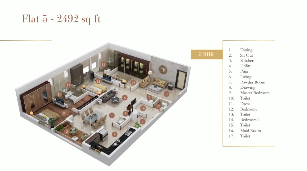 One East 3BHK 4BHK floor plan East Point Colony