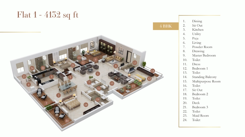 One East 3BHK 4BHK floor plan East Point Colony