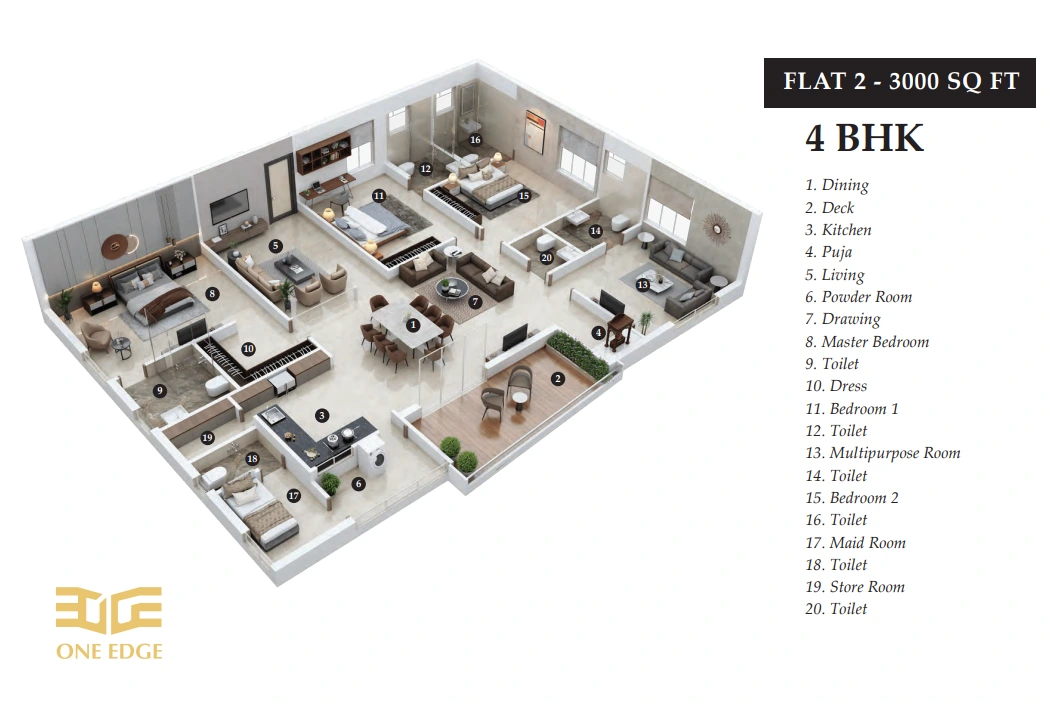 Flat No: 2 Floor Plan
