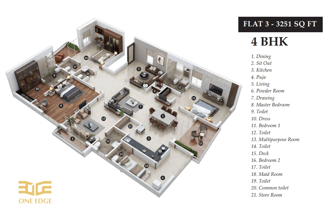 Flat No: 3 Floor Plan